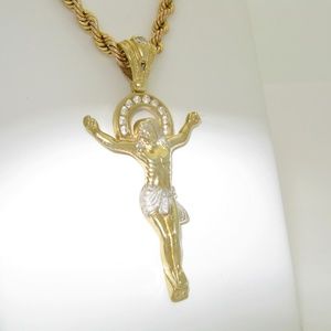 Sapphire Christian Cross Necklace 10k 20"